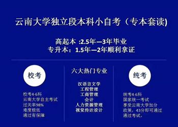 云南大学独立段本科、自考本科、专升本（小自考）报考流程：
